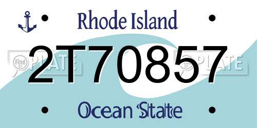 2T70857 Rhode Island License Plate