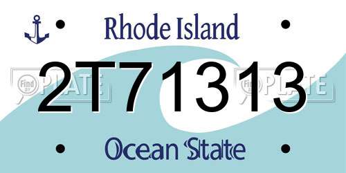 2T71313 Rhode Island License Plate