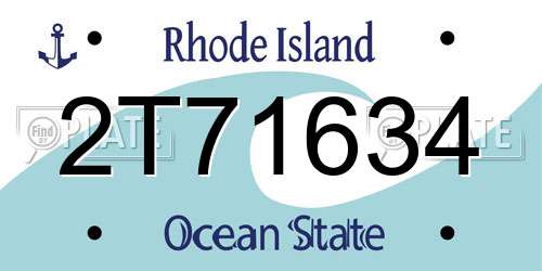 2T71634 Rhode Island License Plate