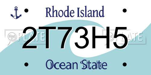 2T73H5 Rhode Island License Plate
