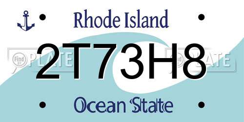 2T73H8 Rhode Island License Plate