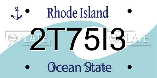 2T75I3 Rhode Island License Plate