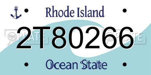 2T80266 Rhode Island License Plate