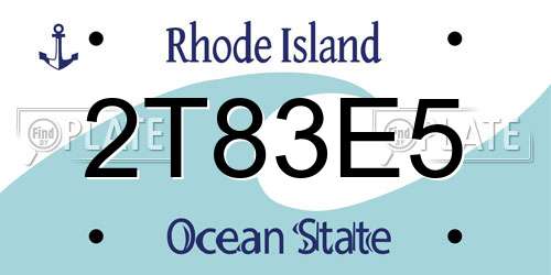 2T83E5 Rhode Island License Plate
