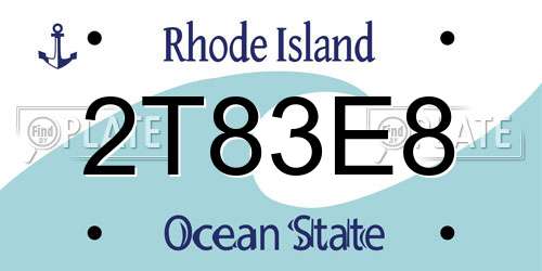 2T83E8 Rhode Island License Plate