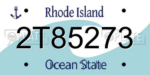 2T85273 Rhode Island License Plate