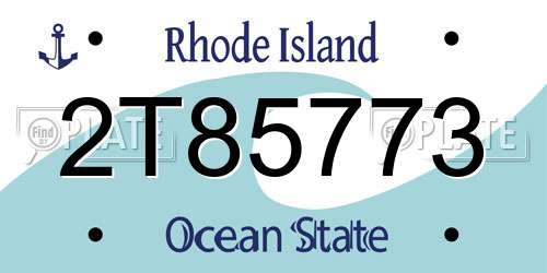 2T85773 Rhode Island License Plate