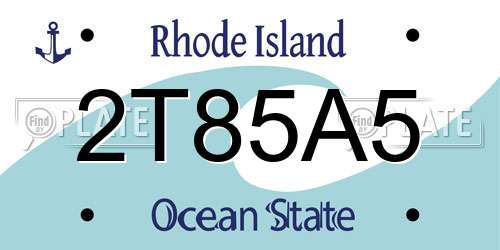 2T85A5 Rhode Island License Plate