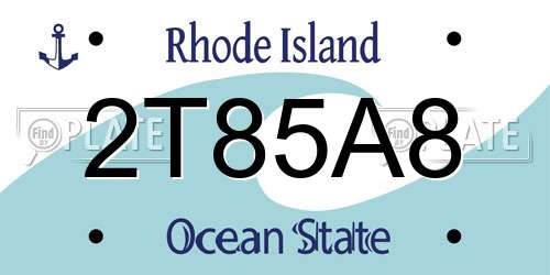 2T85A8 Rhode Island License Plate