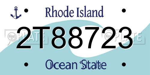 2T88723 Rhode Island License Plate