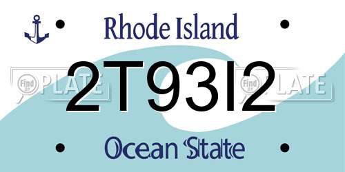 2T93I2 Rhode Island License Plate
