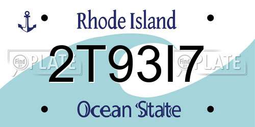 2T93I7 Rhode Island License Plate