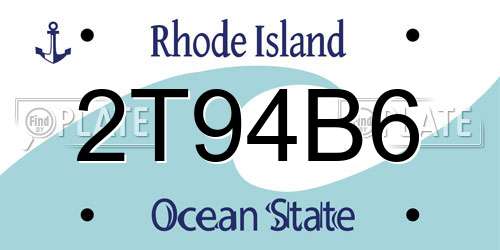2T94B6 Rhode Island License Plate