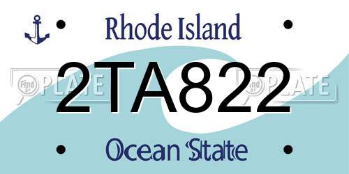 2TA822 Rhode Island License Plate