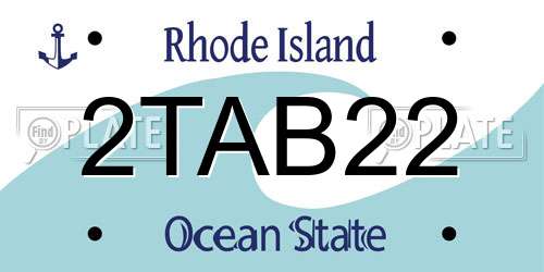 2TAB22 Rhode Island License Plate