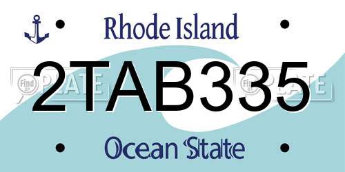 2TAB335 Rhode Island License Plate