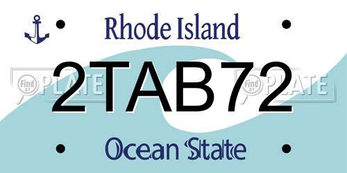 2TAB72 Rhode Island License Plate