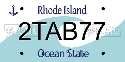2TAB77 Rhode Island License Plate