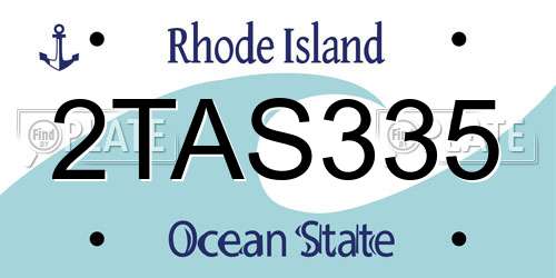 2TAS335 Rhode Island License Plate