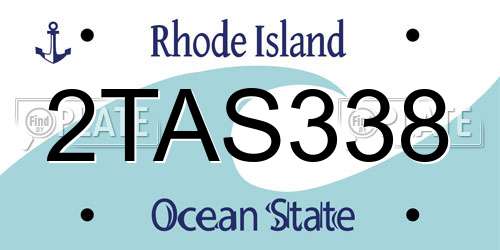 2TAS338 Rhode Island License Plate
