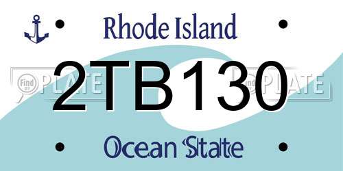 2TB130 Rhode Island License Plate