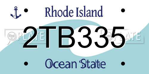 2TB335 Rhode Island License Plate
