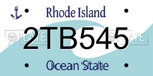 2TB545 Rhode Island License Plate