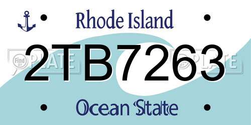 2TB7263 Rhode Island License Plate