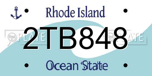 2TB848 Rhode Island License Plate