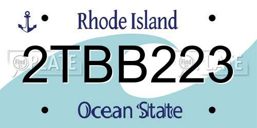 2TBB223 Rhode Island License Plate