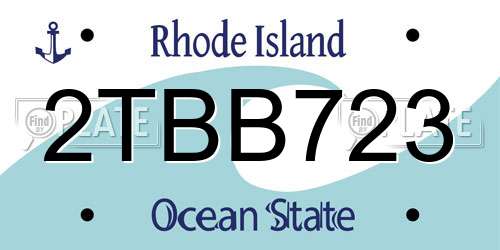 2TBB723 Rhode Island License Plate