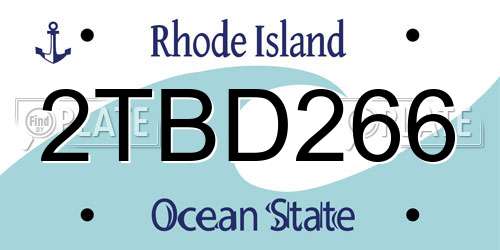 2TBD266 Rhode Island License Plate
