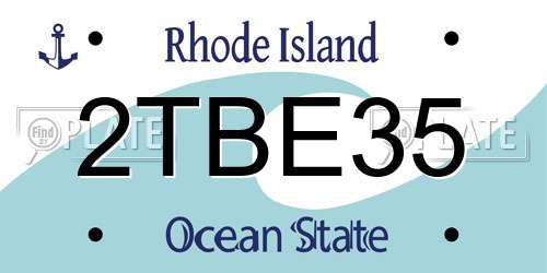 2TBE35 Rhode Island License Plate