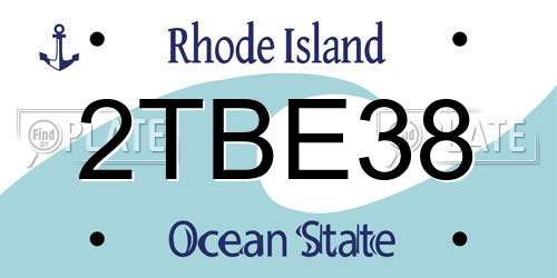 2TBE38 Rhode Island License Plate