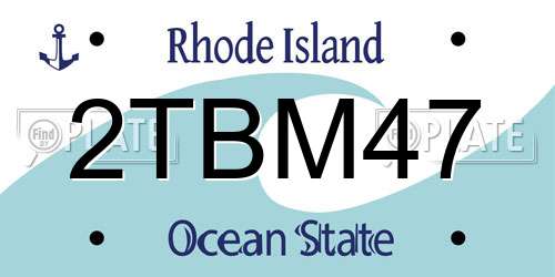 2TBM47 Rhode Island License Plate