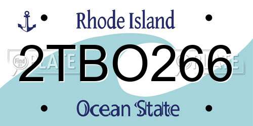 2TBO266 Rhode Island License Plate