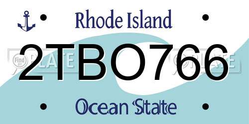 2TBO766 Rhode Island License Plate