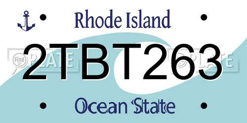 2TBT263 Rhode Island License Plate