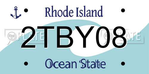 2TBY08 Rhode Island License Plate