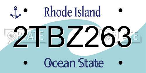 2TBZ263 Rhode Island License Plate