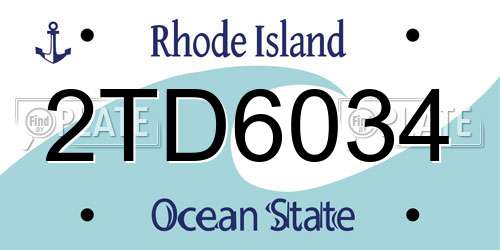 2TD6034 Rhode Island License Plate