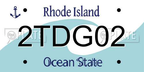 2TDG02 Rhode Island License Plate