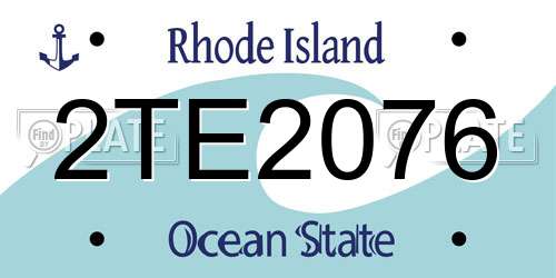 2TE2076 Rhode Island License Plate
