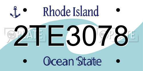 2TE3078 Rhode Island License Plate