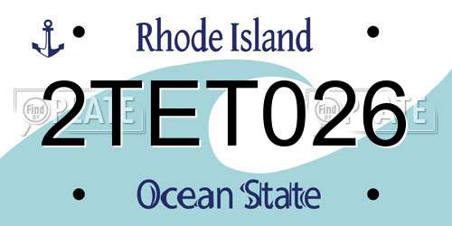 2TET026 Rhode Island License Plate