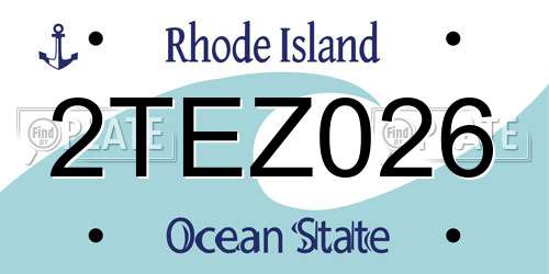 2TEZ026 Rhode Island License Plate