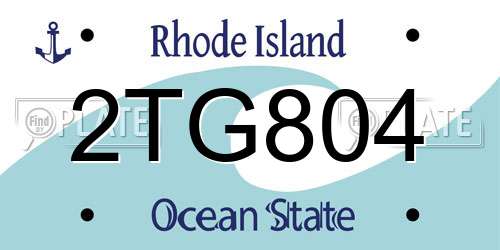 2TG804 Rhode Island License Plate