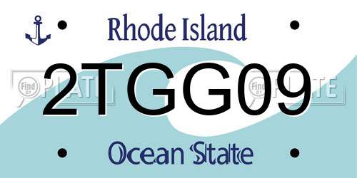 2TGG09 Rhode Island License Plate
