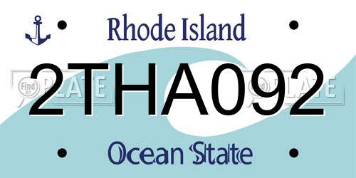 2THA092 Rhode Island License Plate