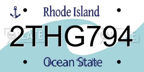 2THG794 Rhode Island License Plate